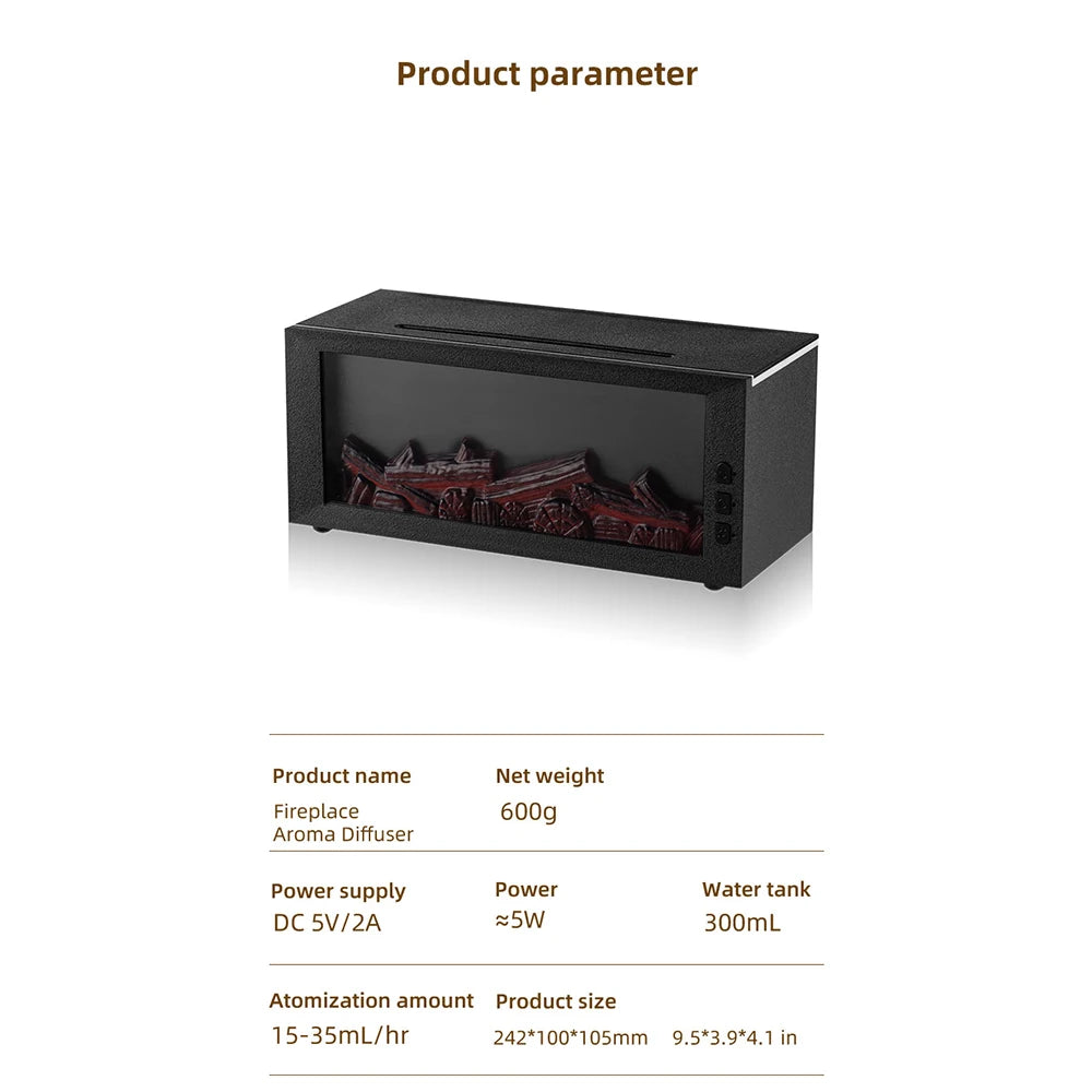 Aromatherapy Essential Oil Diffuser - Ultrasonic Humidifier with Flame Light