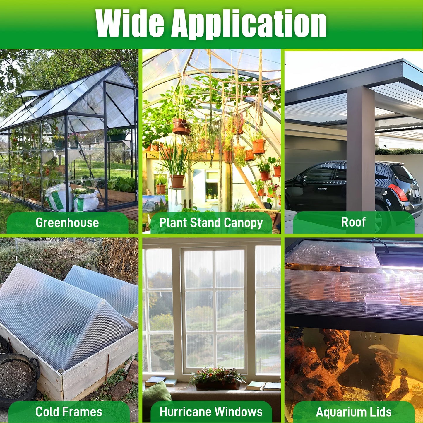 Polycarbonate Greenhouse Panels 15-Pack | 4'x2' Twin-Wall, 89% Light, UV-Resistant