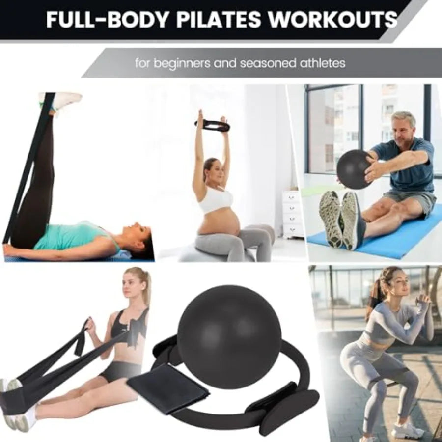 Pilates Ring & Ball Set, 12" Circle Ring, Yoga Balls & Resistance Bands, Essential Kit | StriveRiseFit