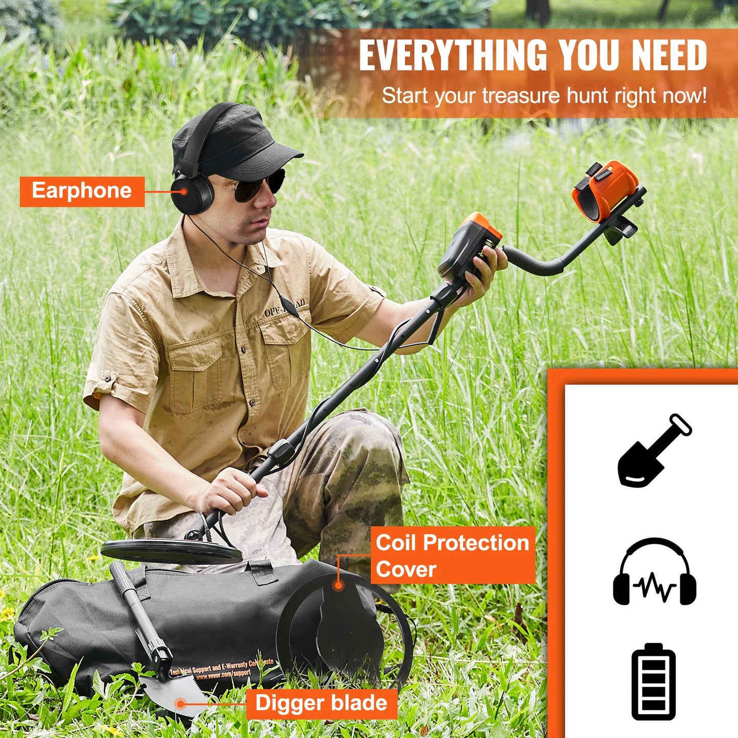 10-Inch Metal Detector for Adults & Kids — 7 Modes, LCD Display, IP68 Waterproof | StriveRiseFit