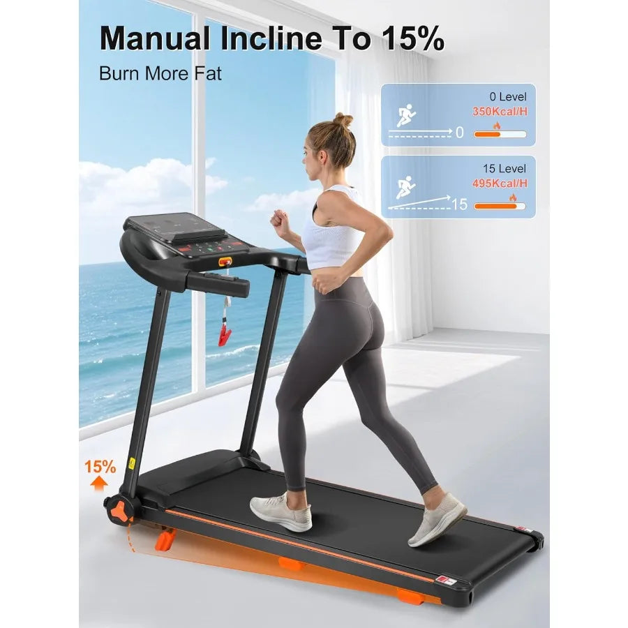 Treadmill with Incline, 3.0HP Foldable Treadmills for Home with 15% Incline, 7.5MPH 300 LBS Capacity Home Exercise Equipment Trea