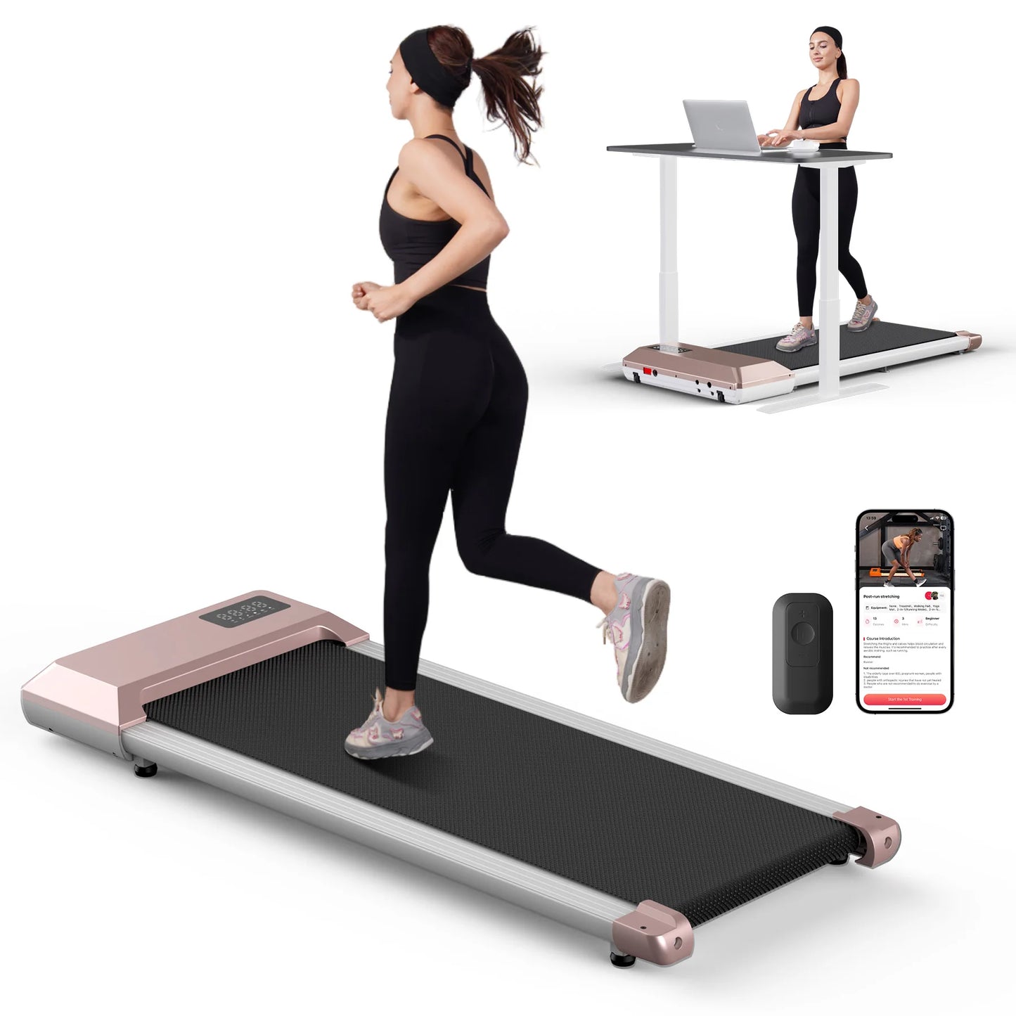 300lbs Treadmill for Home 2.5HP Treadmills Walking Pad LCD Digital Data Display 2 in1 Walking Running Fitness Exercise Machine