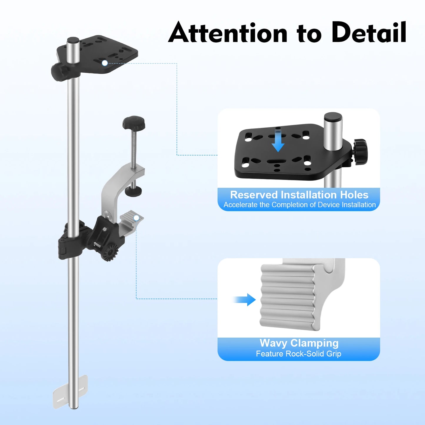 360° Adjustable Transducer Mount | Universal Fish Finder Pole Mount for Boat, Canoe & Kayak