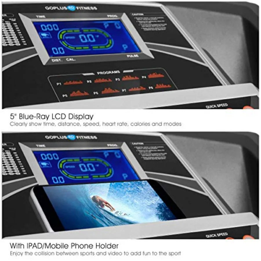 2.25HP Electric Folding Treadmill with Incline, Walking Running Jogging Fitness Machine with Blue Backlit LCD Display