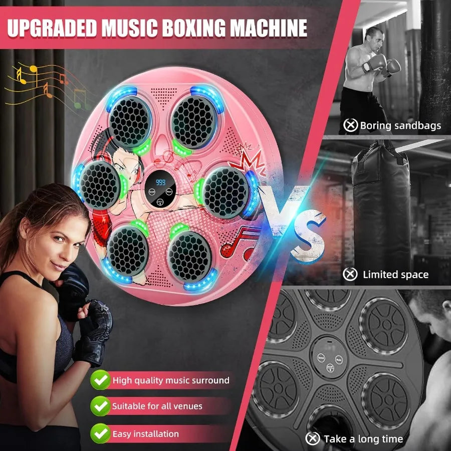 Wall Mounted Music Boxing Machine with LED Electronic Focus Training for Teens and Adults Interactive Workout Equipment