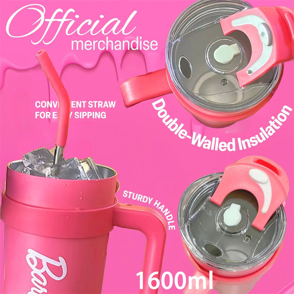 Miniso Barbie 54oz Stainless Steel Water Bottle - Vacuum Insulated with Straw