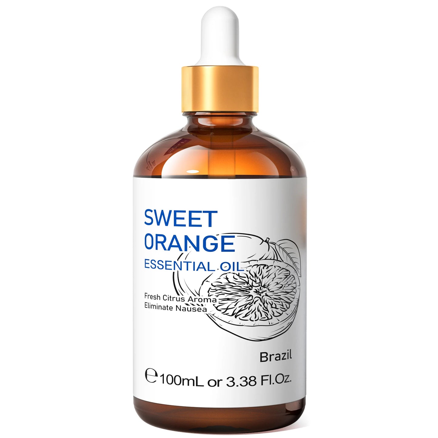 HIQILI 100ML Sweet Orange Essential Oils,100% Pure Nature for Aromatherapy, Diffuser, Humidifier, Massage, Fresh Air, Candle