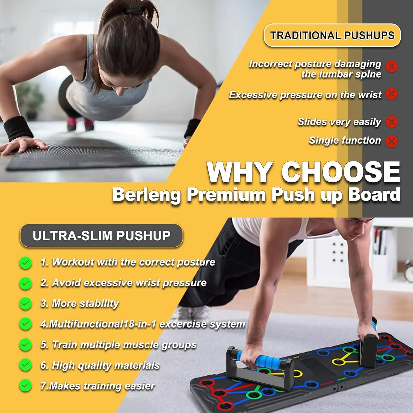 15-in-1 Push Up Board for Home Workout, 600 lb Capacity Multi-Angle Strength Trainer | StriveRiseFit