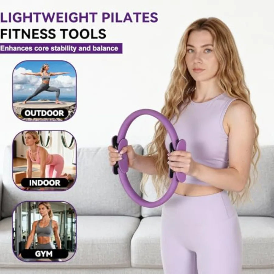 16-Piece Pilates Ring & Ball Set, 12" Magic Circle, 5 Resistance Bands & Ankle Weights | StriveRiseFit