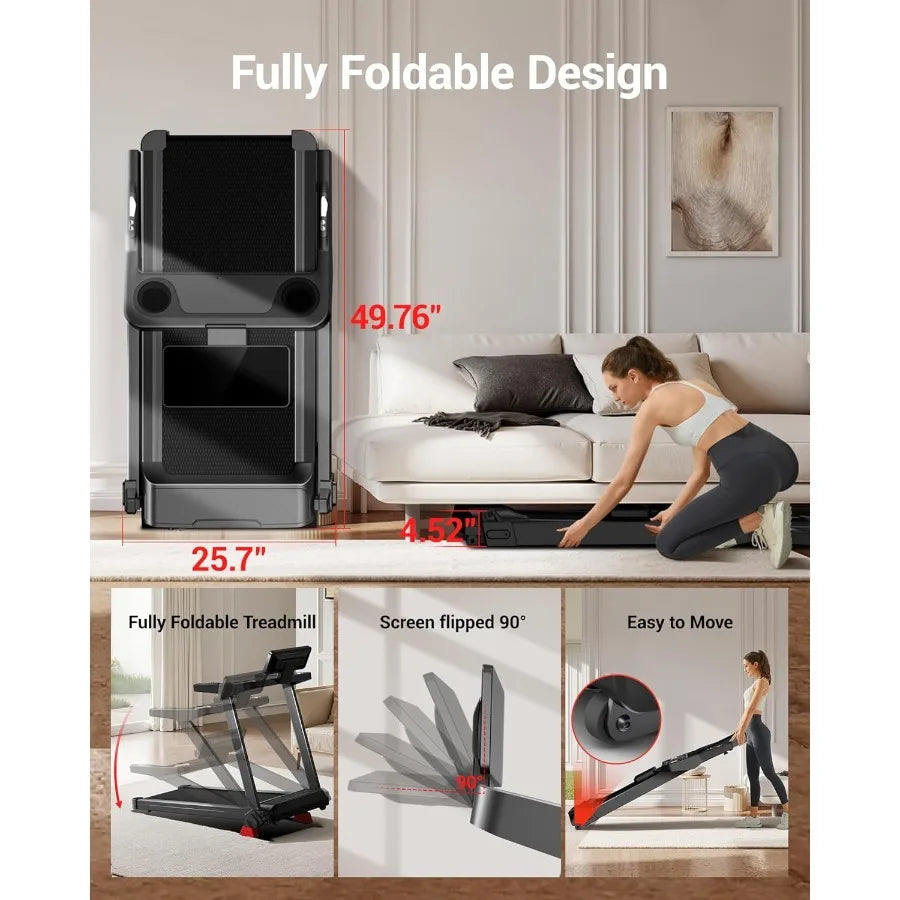 Fitness Treadmill with 3-Level Incline, Treadmills for Home, Auto Folding with Pulse Sensors, 300 LBS Capacity, 3.0HP Quiet