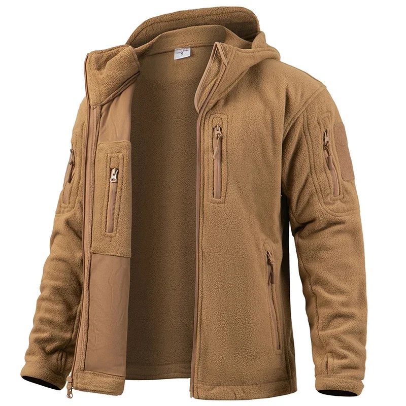 Men's Hunting Fleece Jacket - Tactical Winter Warm Full Zip Military Hoodie