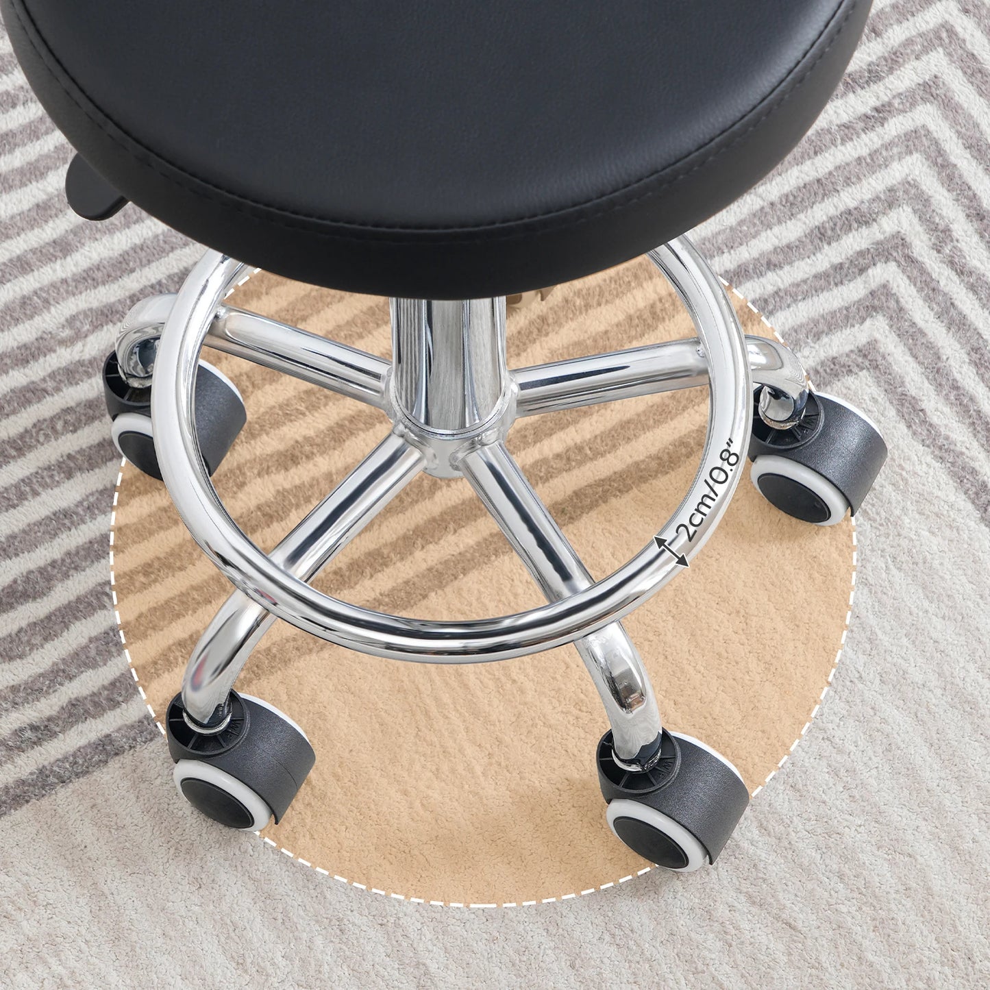 Height-Adjustable Rolling Stool with 360° Swivel — Office, Salon & Drafting Chair | StriveRiseFit