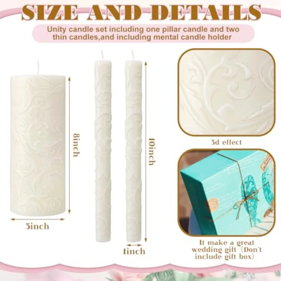 Wedding Unity Candle Set with Holder 12 Styles | StriveRiseFit