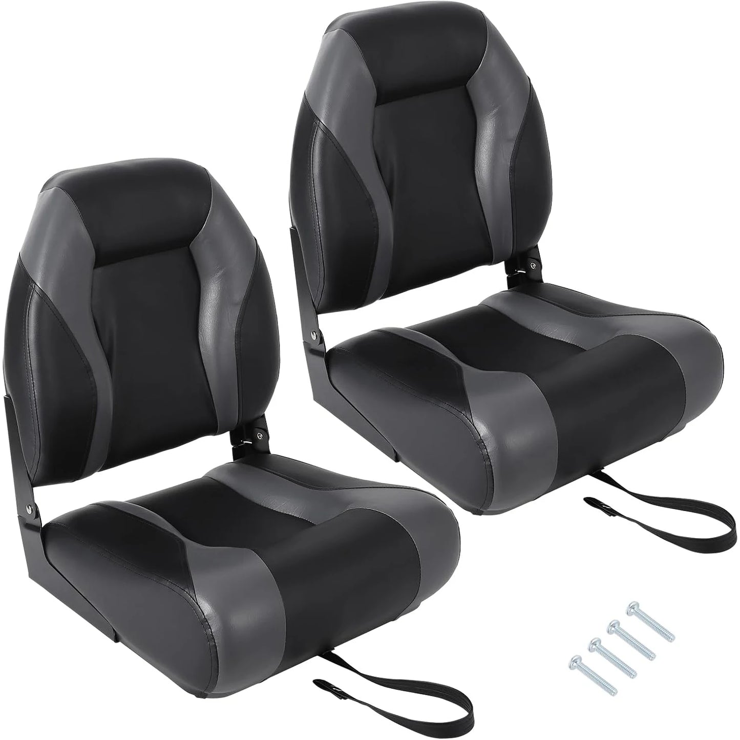 2-Pack High Back Folding Boat Seats — Marine-Grade Vinyl, HD Foam | StriveRiseFit
