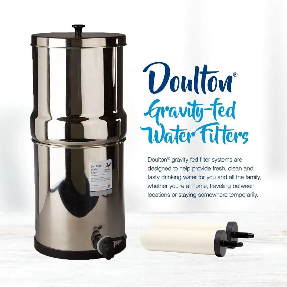 Gravity Water Filter System - Stainless Steel with 4 Super Sterasyl Candle Filters