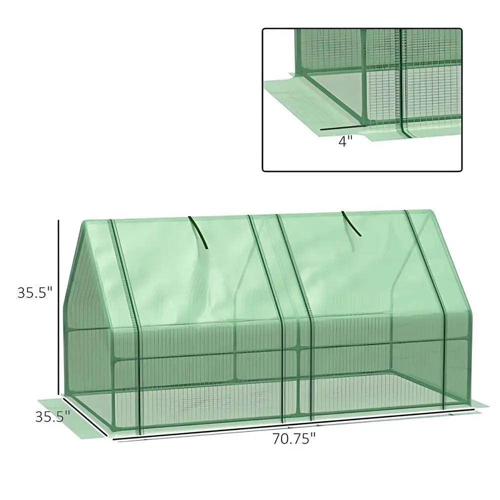 Mini Walk-In Tunnel Greenhouse | 5.9'x3'x3' Waterproof PE Cover, Steel Frame, 2 Roll-Up Doors
