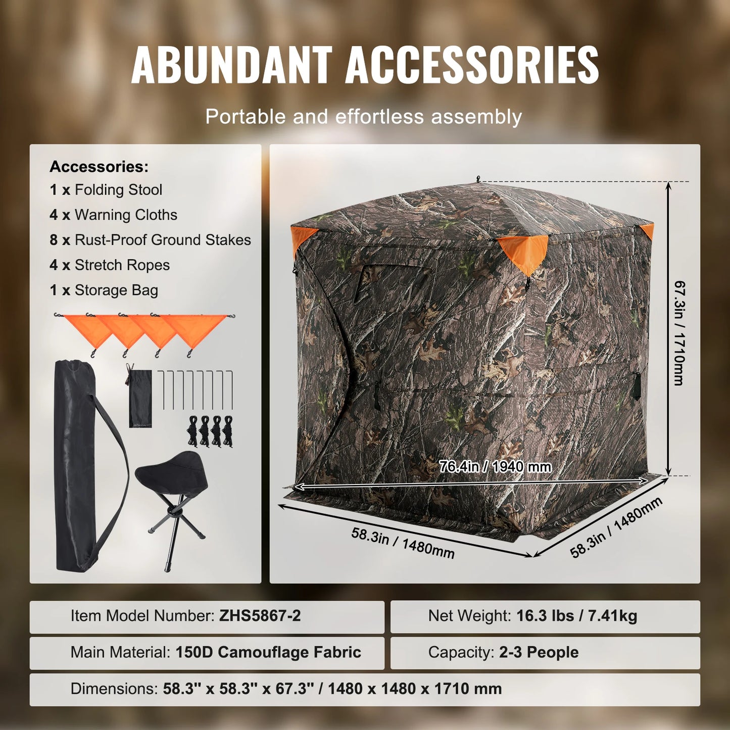 SucceBuy Pop-Up Hunting Blind | 270° See-Through Mesh, 1-2 Person, Waterproof, Turkey & Deer Hunting