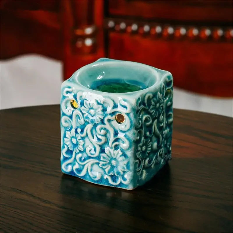 Ceramic Essential Oil Burner Aroma Lamp Retro Crackle Glaze | StriveRiseFit