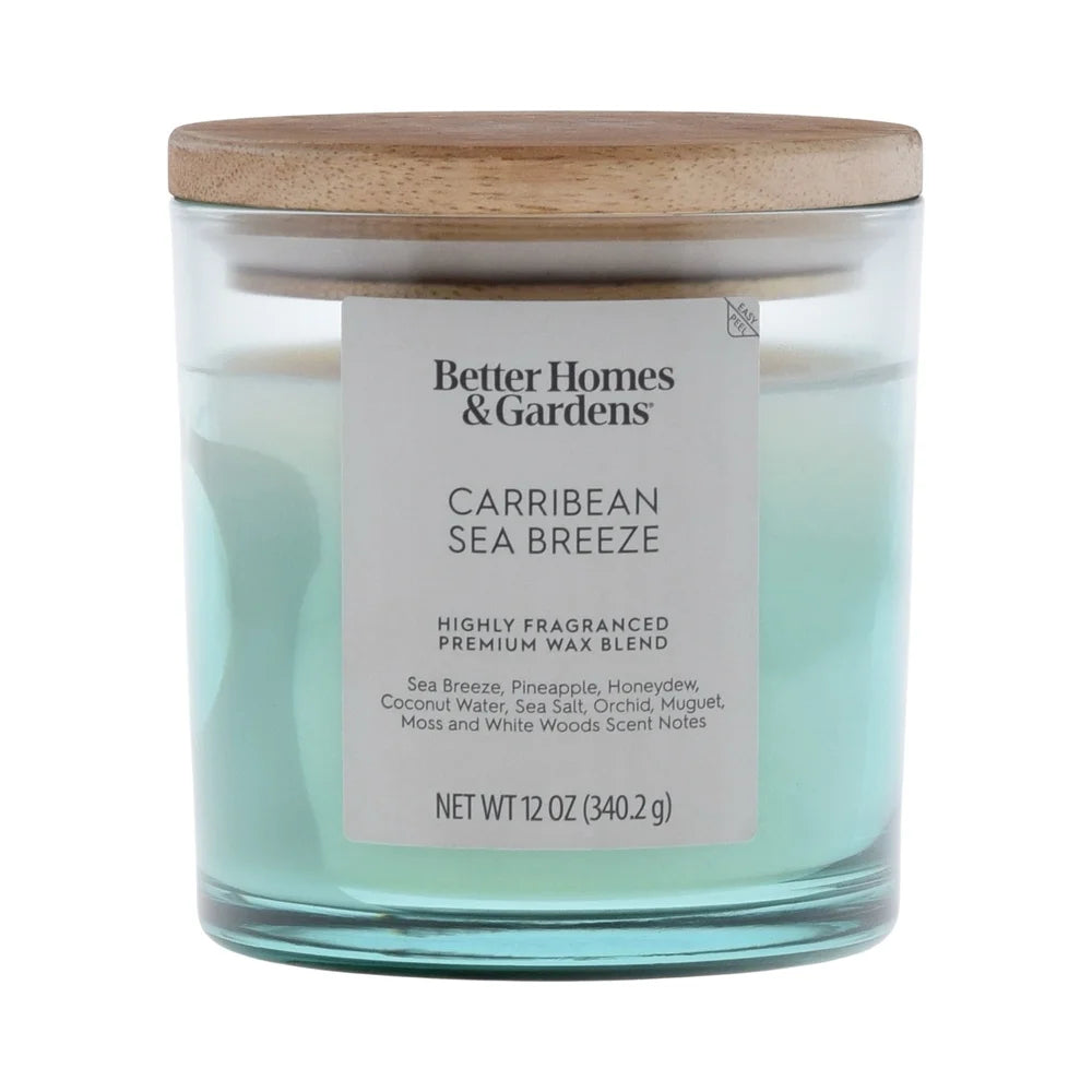 Scented 2-Wick Ombre Jar Candle 12oz with Sea Breeze Pineapple Honeydew Coconut Water and Sea Salt Fragrance ~ Aromatherapy ~ Home Decor