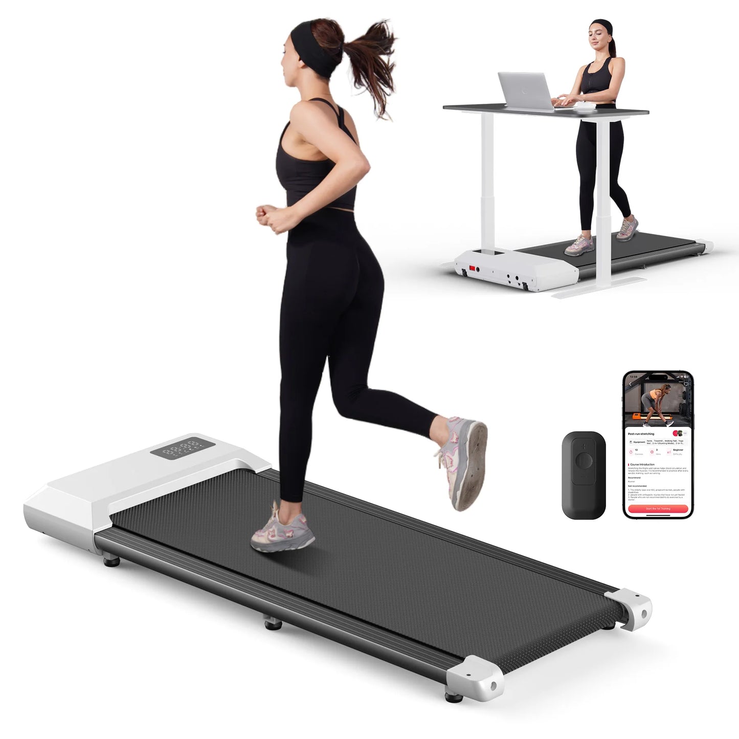2-in-1 Walking Pad Treadmill | 2.5HP | 300 lb Capacity | Bluetooth & App Connected | Under Desk or Running