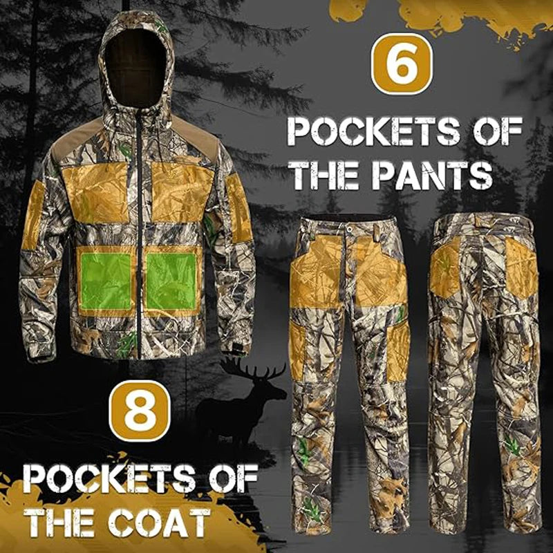 Quiet Hunting Suit - Camouflage Softshell Hoodie Jacket & Pants for Men | StriveRiseFit