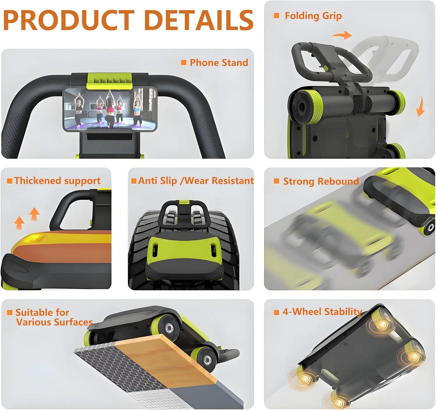 4-Wheel Ab Roller with Auto-Rebound for Core Strength Training | StriveRiseFit