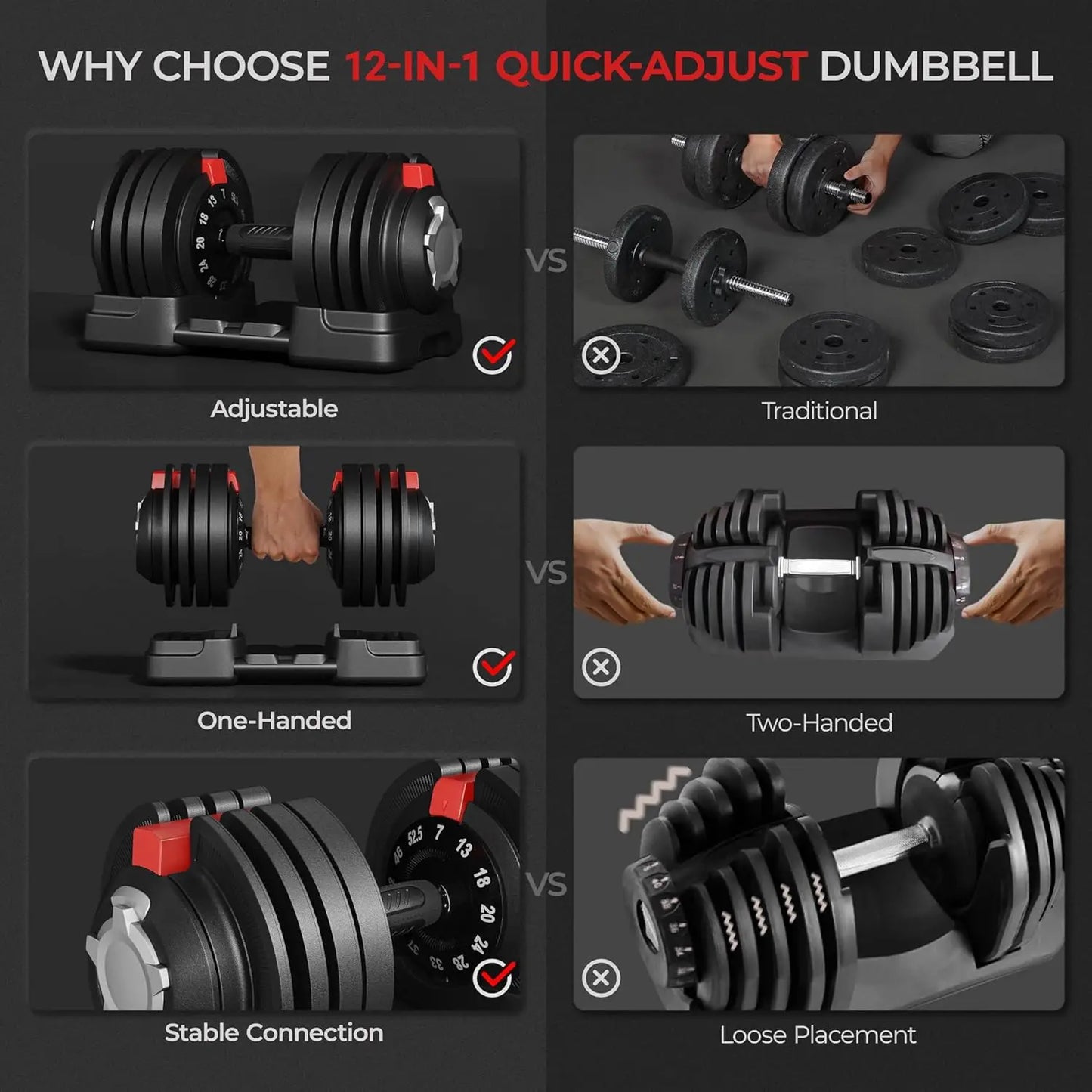 Adjustable Dumbbell Set 28-90LBS - Fast Adjust Weight Set | StriveRiseFit.com