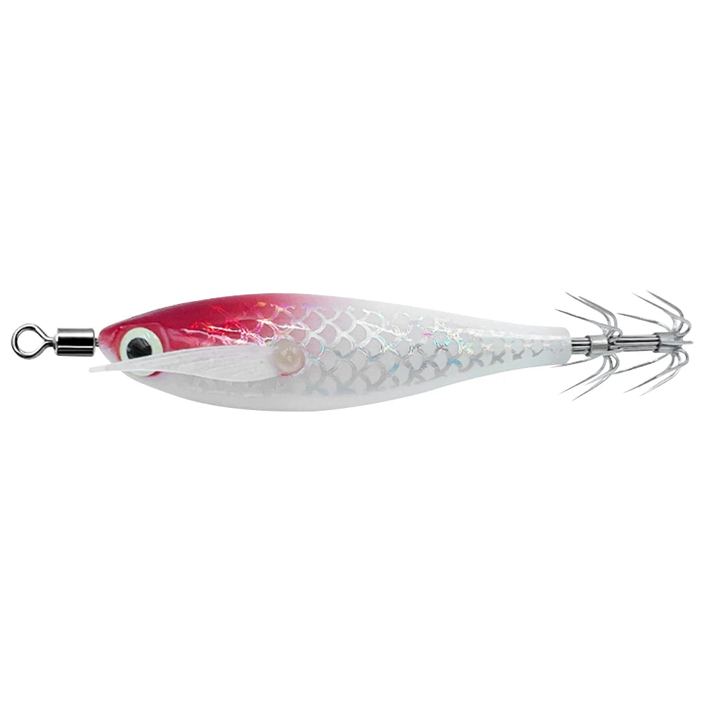 Luminous Squid Hook Lure - Glow-in-Dark, 3D Eyes, Double Hook for Night Squid & Cuttlefish Fishing