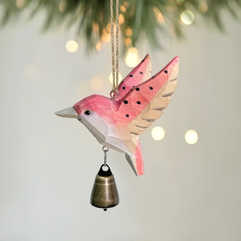 Hand-Carved Wood Bird Wind Chime Pendant — Rustic Farmhouse Decor | StriveRiseFit