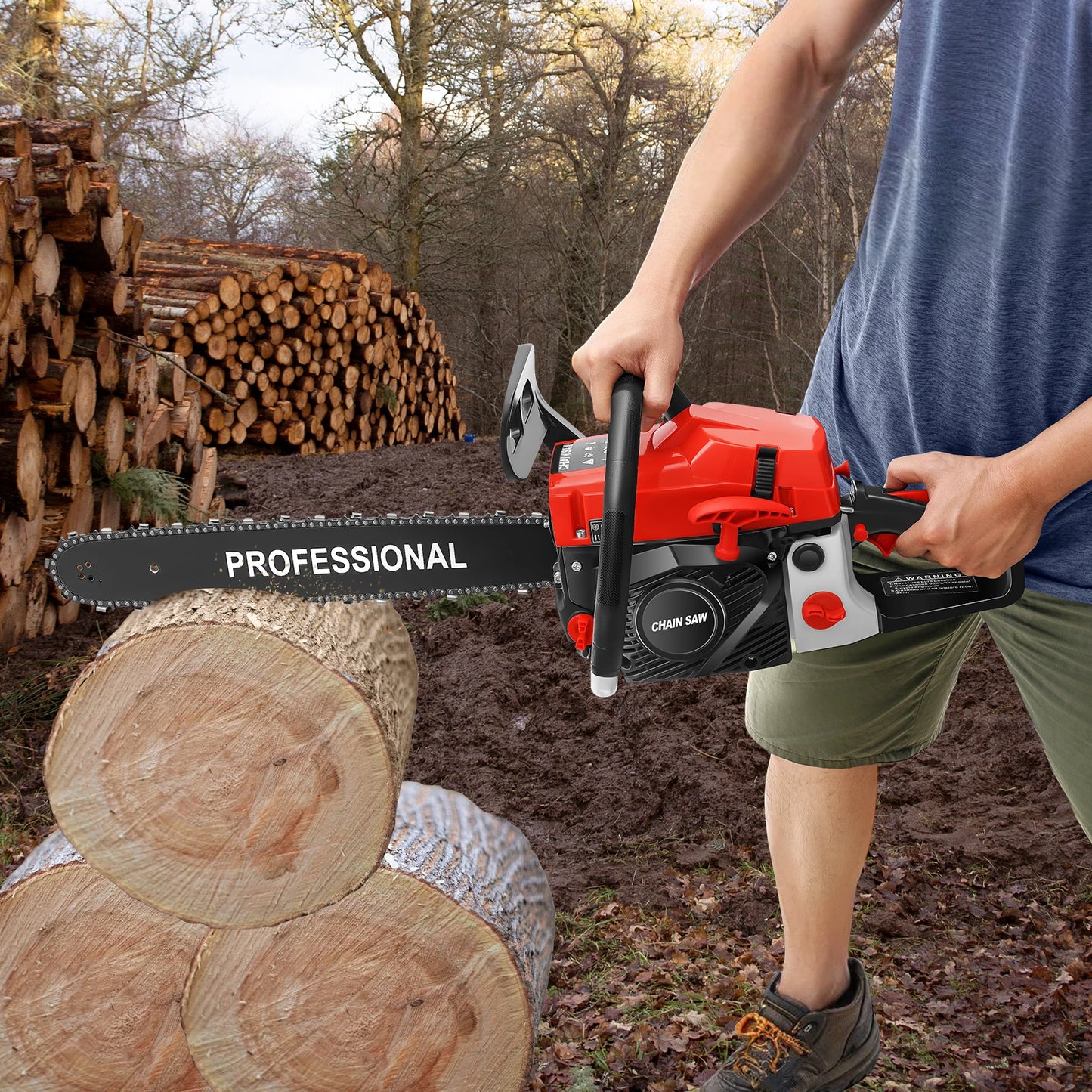 20-Inch Gas Chainsaw | 58cc 2-Stroke | 3.5HP | Auto Lube | Gardens & Farms | StriveRiseFit