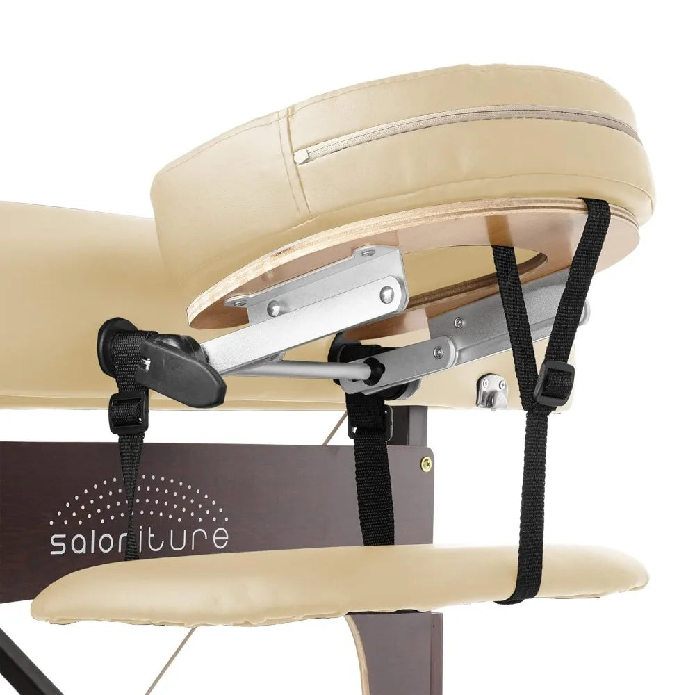 Professional Portable Lightweight Bi-Fold Memory Foam Massage Table with Reiki Panels - Includes Headrest, Face Cradle, Armrest
