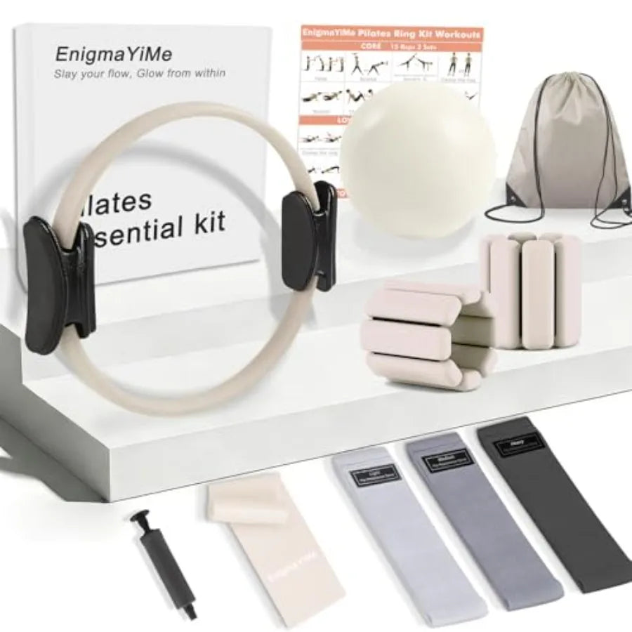 Pilates Ring Kit with Ankle & Wrist Weights, Resistance Bands & Ball for Home Toning | StriveRiseFit