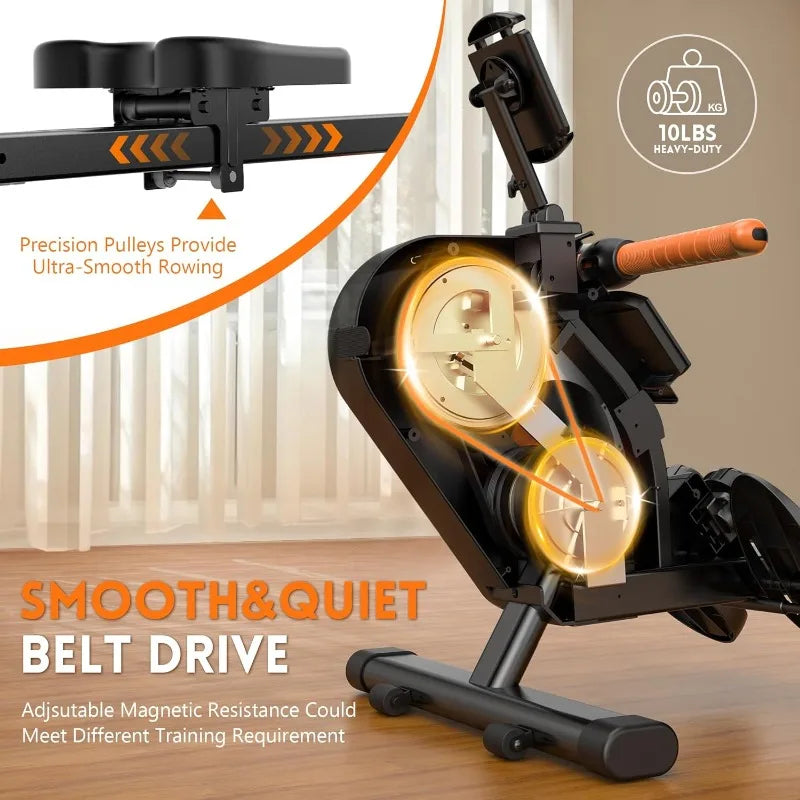 PooBoo Rowing Machine, Max 350 LBS, Magnetic Rower with LCD Monitor, Tablet Holder, Upgraded Rowing Machines for Home Use