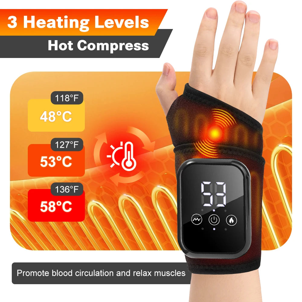 Electric Heated Wrist Massager Brace — Vibration & Heat for Carpal Tunnel Relief | StriveRiseFit