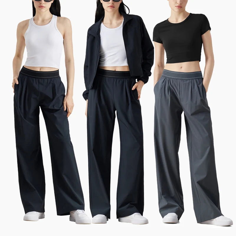 Lightweight Wide Leg Trousers Yoga Pants for Women 30" High Waisted Loose Casual Lounge Travel Work Sweatpants Women