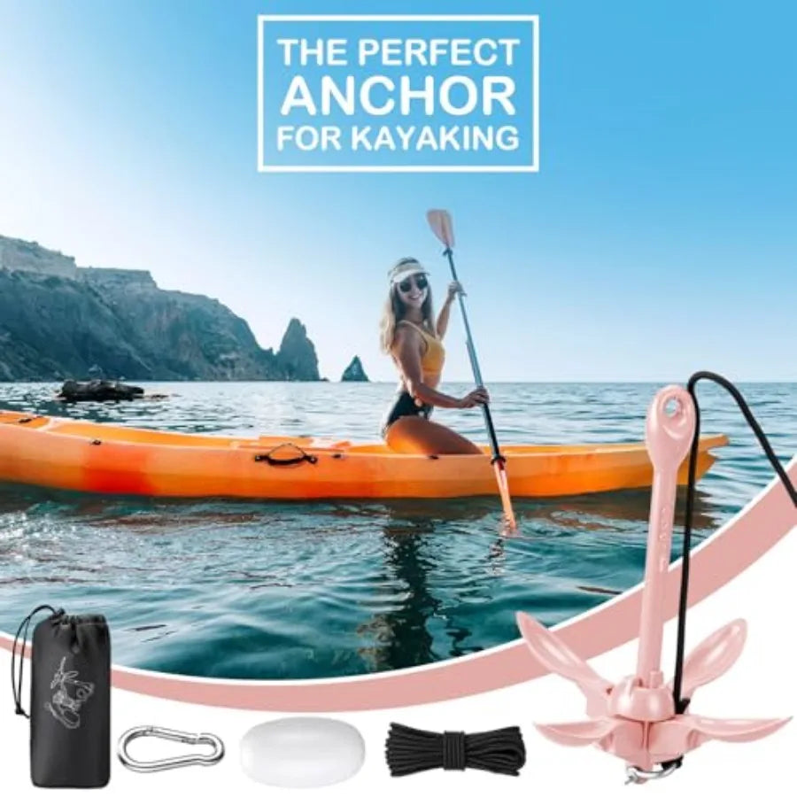 3.5lb Folding Grapnel Kayak Anchor Kit with 40ft Rope & Buoy for Small Boats SUP Kayaks | StriveRiseFit
