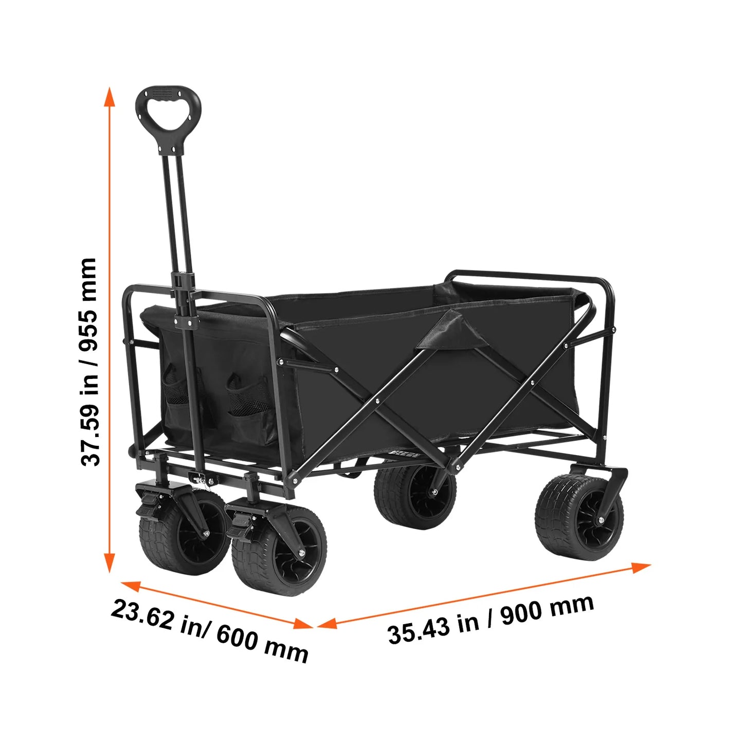 Collapsible Folding Wagon with All-Terrain Wheels & Drink Holders | StriveRiseFit