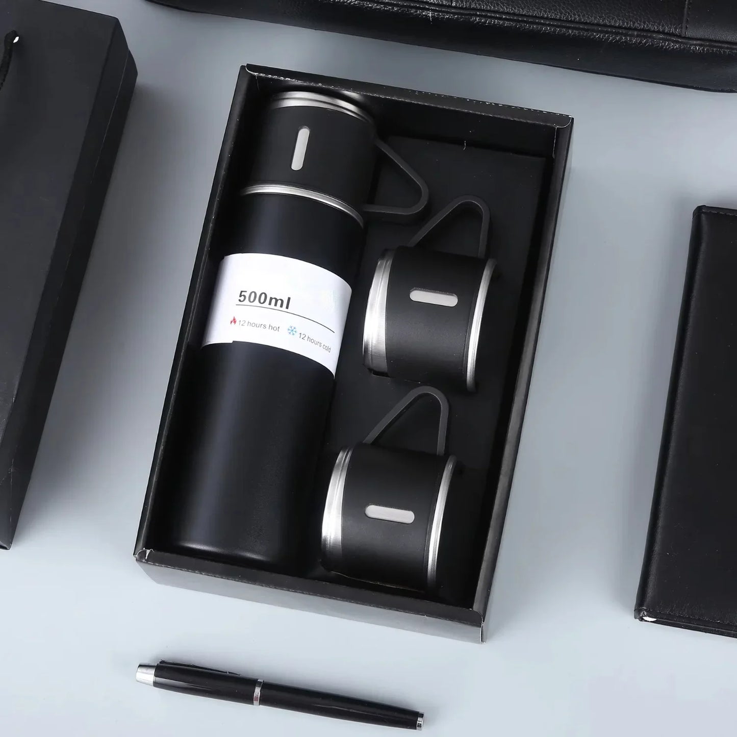 3-Piece Stainless Steel Thermos Gift Set - Vacuum Flask Water Bottles