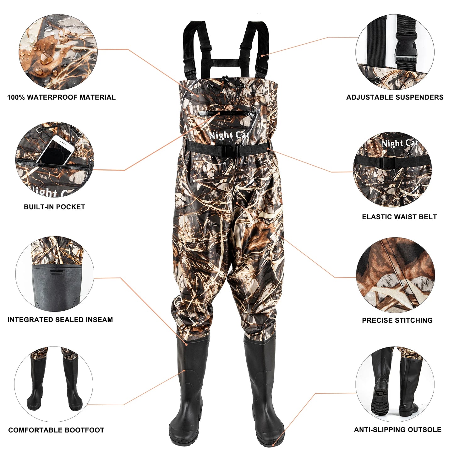 Waders ~ Men or Women's ~ Boots for Fishing ~ Waterproof Chest Wader Nylon & PVC