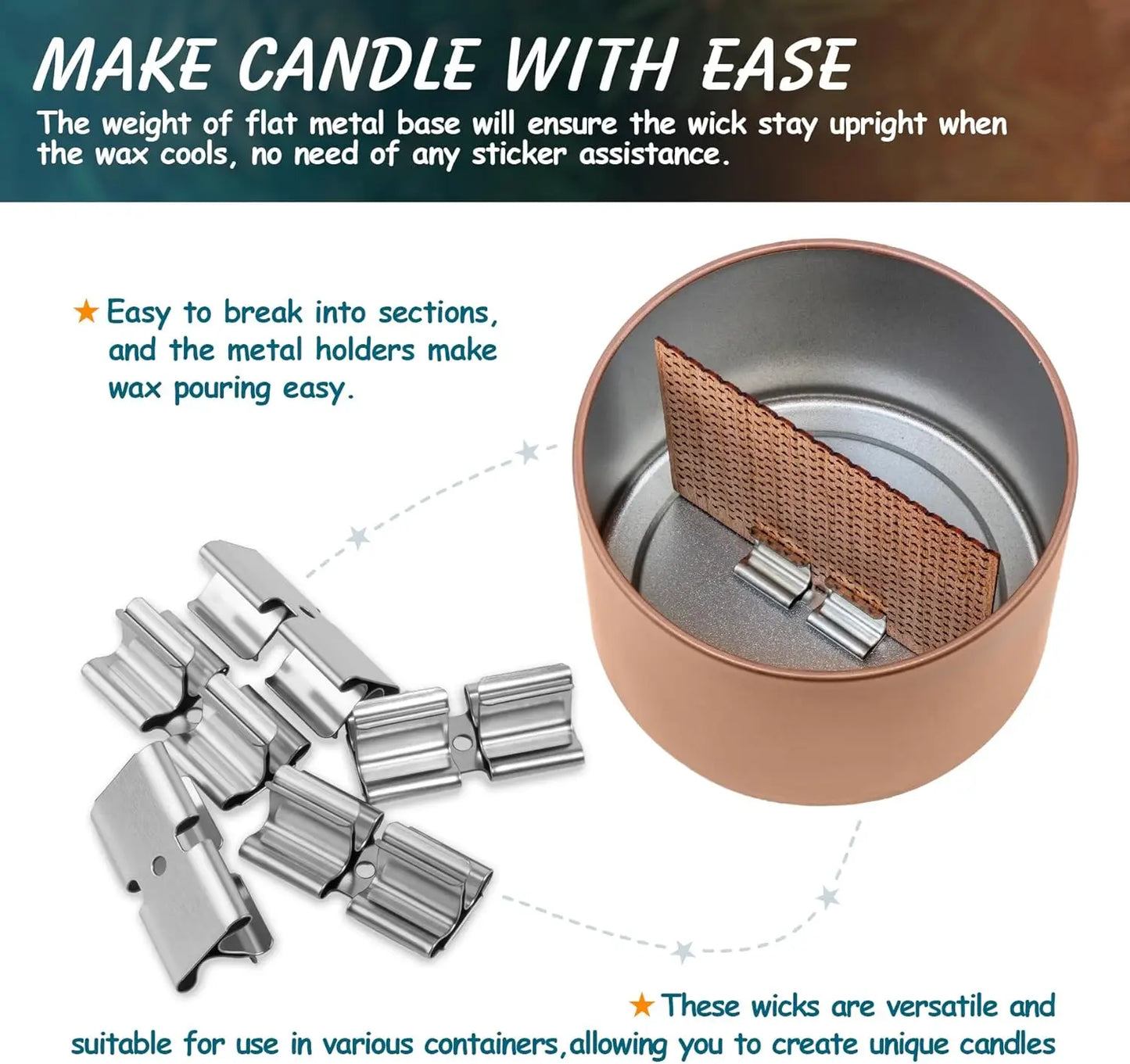 Large Wood Candle Wicks with Iron Stands, 6-Pack, 2.7x2.4" Grid Design | StriveRiseFit