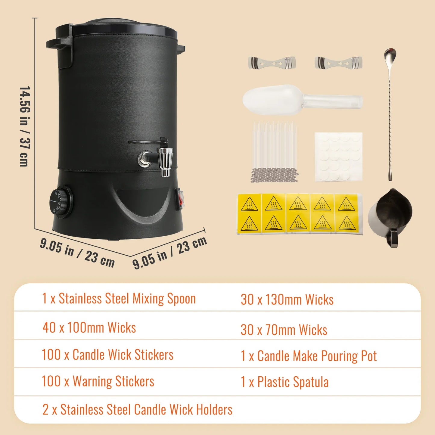 Electric Wax Melting Pot 6.5L & 10L | 1100W | 9-Level Temp Control | StriveRiseFit