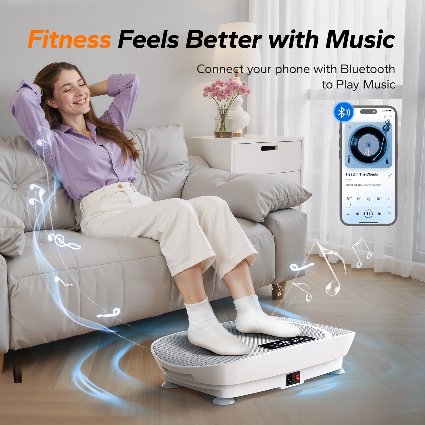 MERACH Vibration Plate Exercise Machine | 10-Speed, Bluetooth, Lymphatic Drainage, 330 LBS