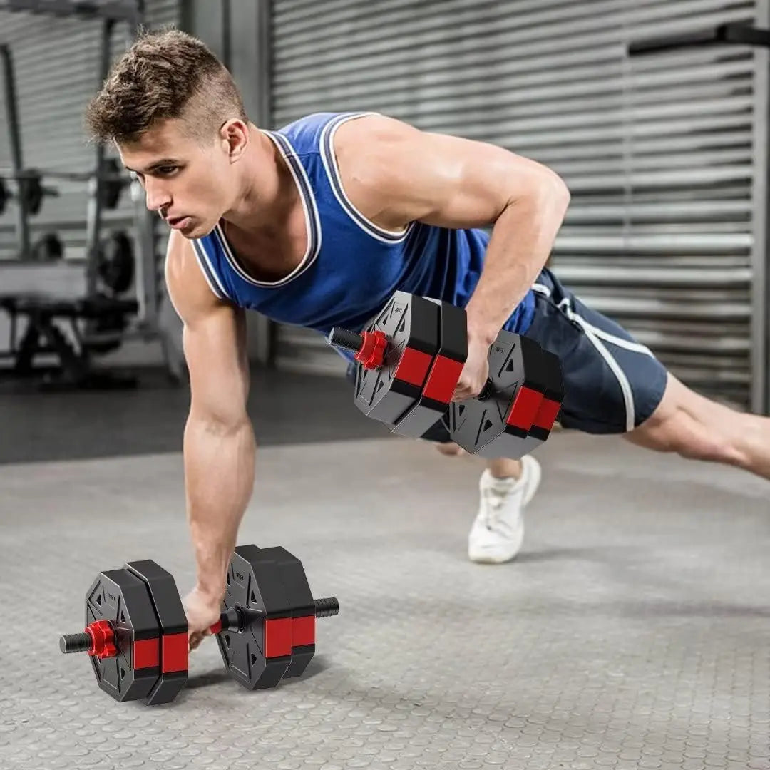 3-in-1 Adjustable Dumbbell to Barbell Set, 44 lbs Anti-Slip Home Gym | StriveRiseFit