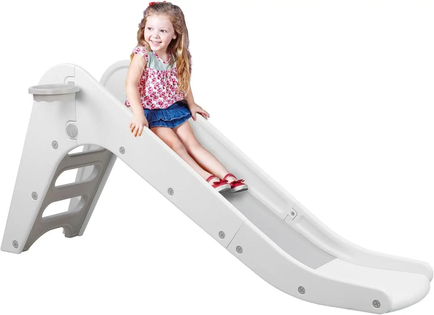 Kids Slide & Basketball Hoop Climber Playset | 55" Slide, 110 lb, HDPE, Ages 0–6