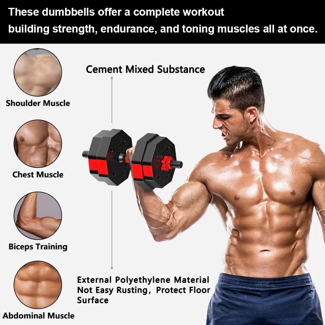 3-in-1 Adjustable Dumbbell to Barbell Set, 44 lbs Anti-Slip Home Gym | StriveRiseFit