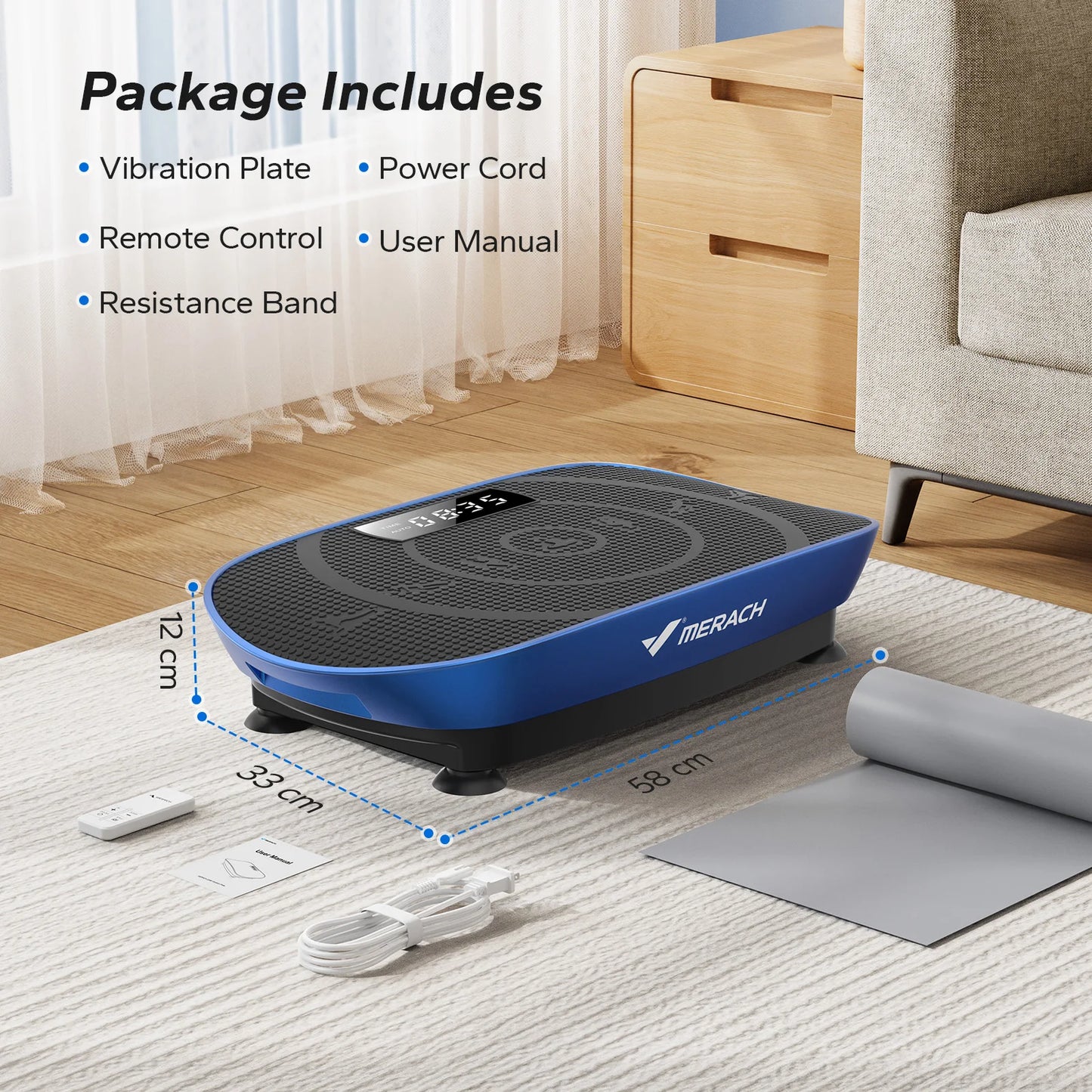 MERACH Vibration Plate Exercise Machine | 10-Speed, Bluetooth, Lymphatic Drainage, 330 LBS