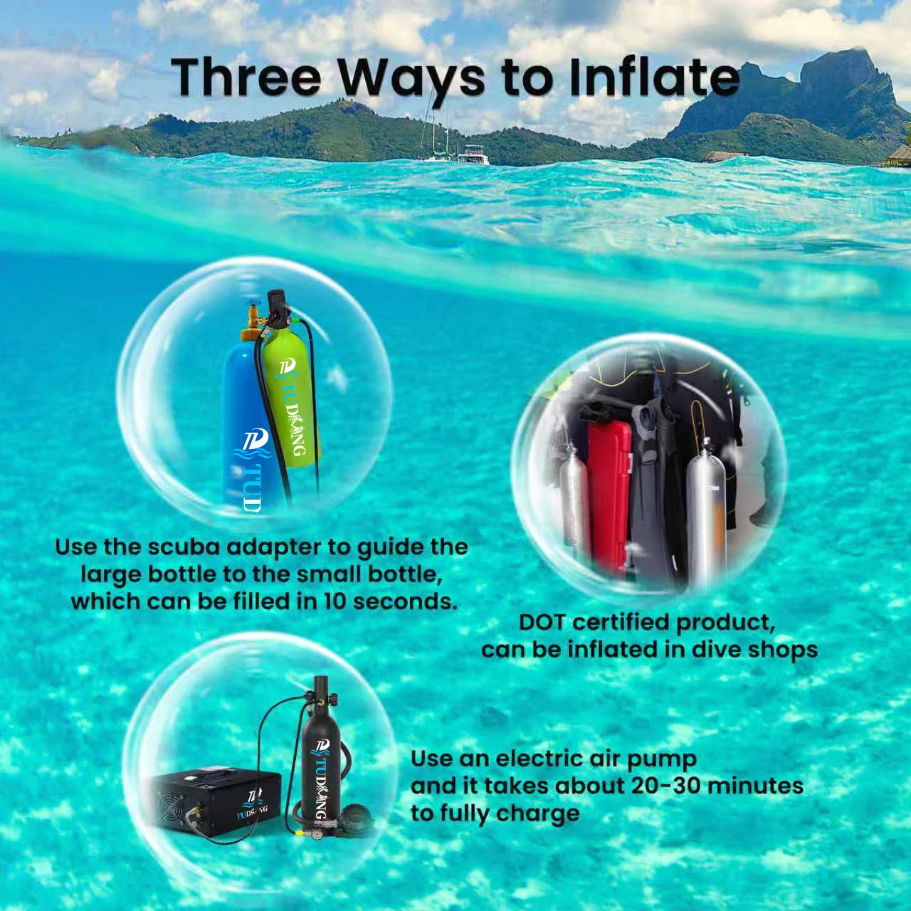 Mini Scuba Diving Tank | 2L Portable Dive Cylinder with Pressure Gauge & Backpack Harness