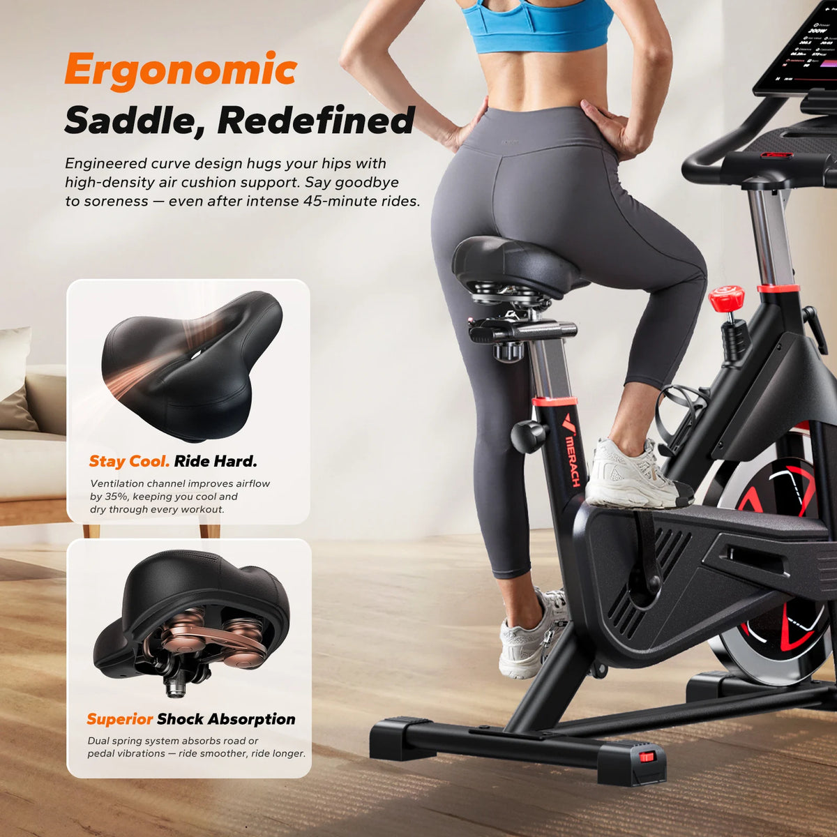 MERACH S38 Indoor Cycling Bike Magnetic Resistance Bluetooth App 300 lb | StriveRiseFit