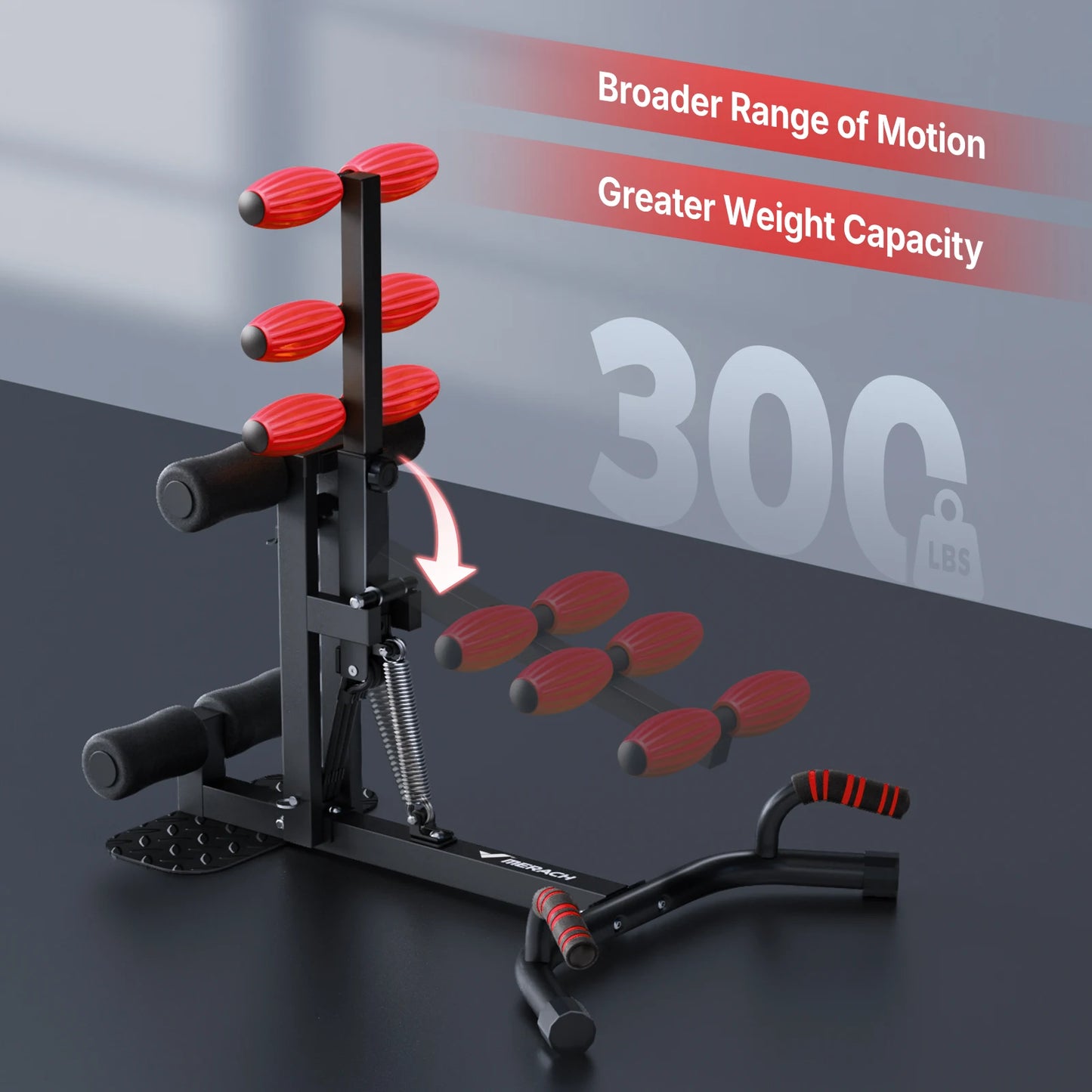 MERACH 2-in-1 Deep Squat & Push-Up Machine | Adjustable Glutes Trainer, 360° Massage Rollers, 300 LBS