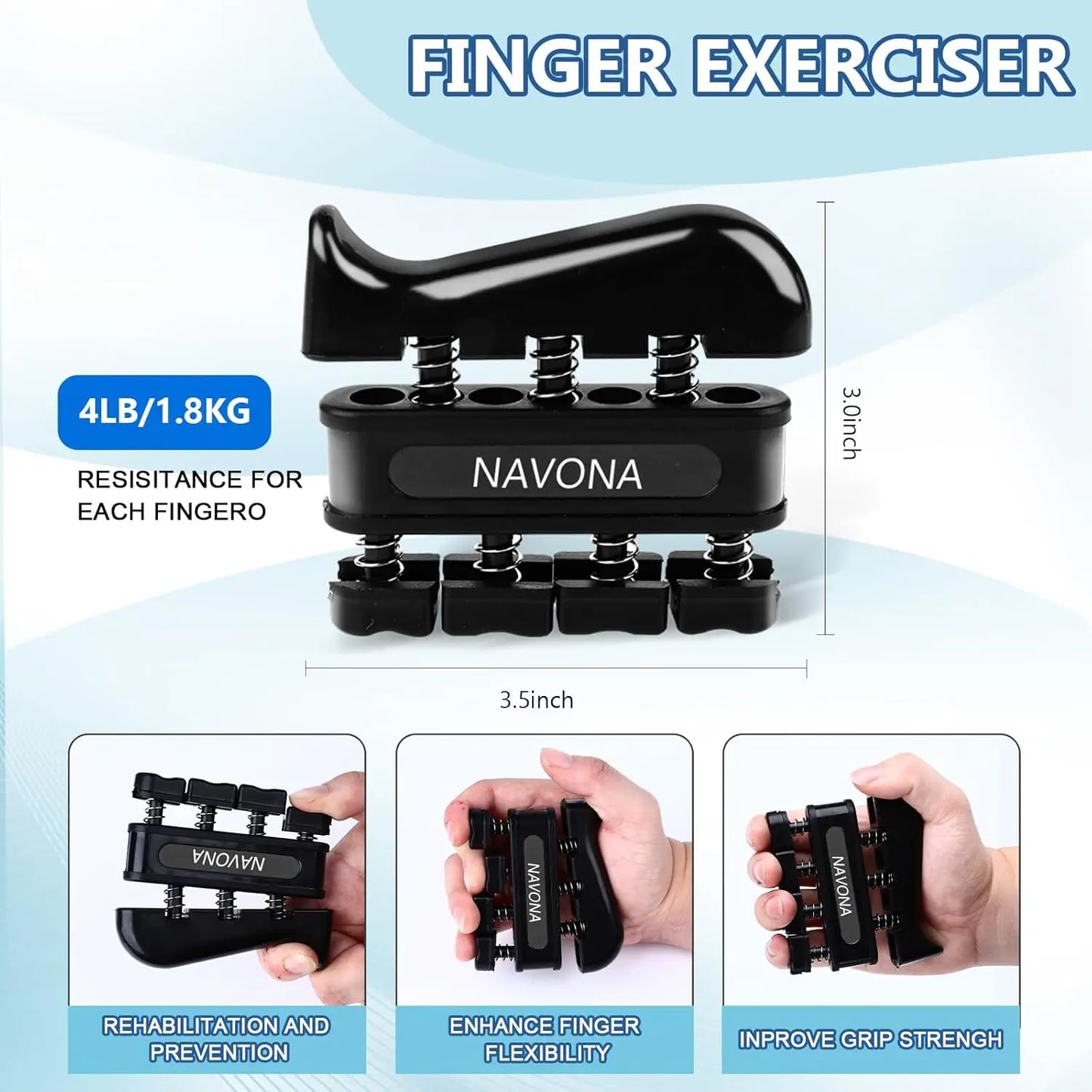 Grip Trainer Kit, Adjustable Hand Gripper, Finger Exerciser, Stress Ball & Forearm Ring | StriveRiseFit